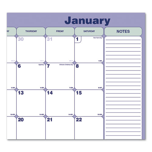 Monthly Desk Pad Calendar, 21.25 x 16, White/Blue/Green Sheets, Black Binding, Black Corners, 12-Month (Jan to Dec): 2024