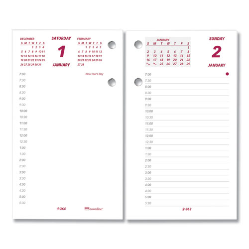 Image of Brownline® Daily Calendar Pad Refill, 6 X 3.5, White/Burgundy/Gray Sheets, 12-Month (Jan To Dec): 2024