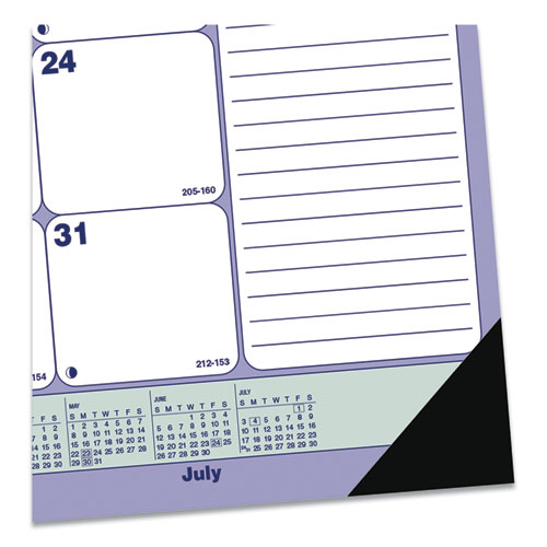 Image of Blueline® Academic Monthly Desk Pad Calendar, 21.25 X 16, White/Blue/Green, Black Binding/Corners, 13-Month (July-July): 2023 To 2024