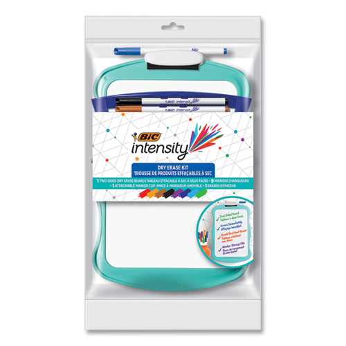 Image of Bic® Intensity Dry Erase Board And Markers Kit, 7.8 X 11.8, White Surface, Blue Plastic Frame
