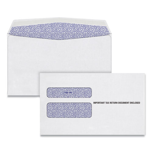 Tops™ W-2 Laser Double Window Envelope, Commercial Flap, Gummed Closure, 5.63 X 9, White, 24/Pack