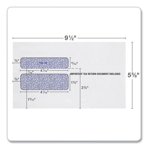 Image of Tops™ W-2 Laser Double Window Envelope, Commercial Flap, Gummed Closure, 5.63 X 9, White, 24/Pack