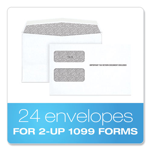 Image of Tops™ 1099 Double Window Envelope, Commercial Flap, Gummed Closure, 5.63 X 9, White, 24/Pack