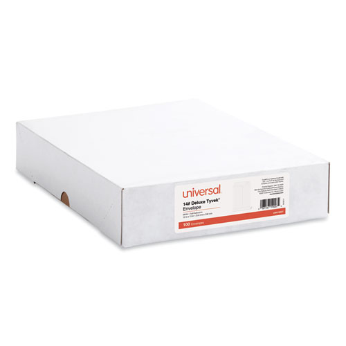 Image of Universal® Deluxe Tyvek Envelopes, #13 1/2, Square Flap, Self-Adhesive Closure, 10 X 13, White, 100/Box