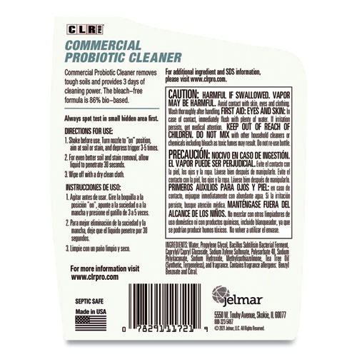 Image of Commercial Probiotic Cleaner, Lemon Scent, 32 oz Spray Bottle, 6/Carton