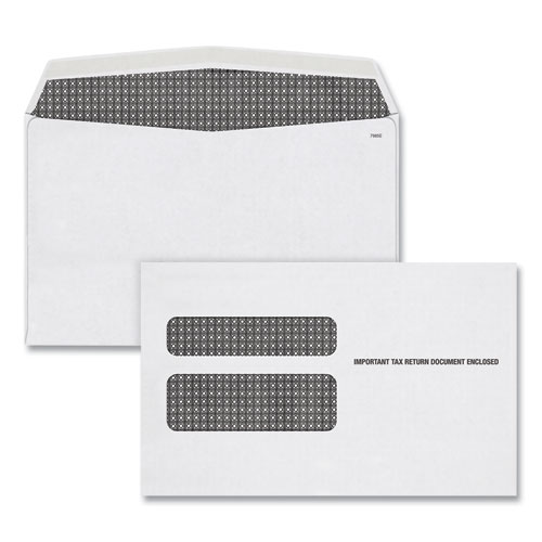 Tops™ W-2 Laser Double Window Envelope, Commercial Flap, Gummed Closure, 5.63 X 9, White, 50/Pack