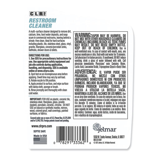 Image of Clr Pro® Restroom Cleaner, 32 Oz Pump Spray