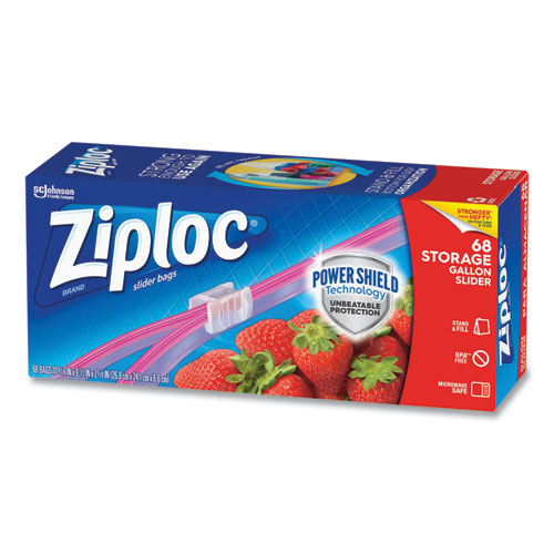 Image of Ziploc® Slider Storage Bags, 1 Gal, 9.5" X 10.56", Clear, 9/Carton
