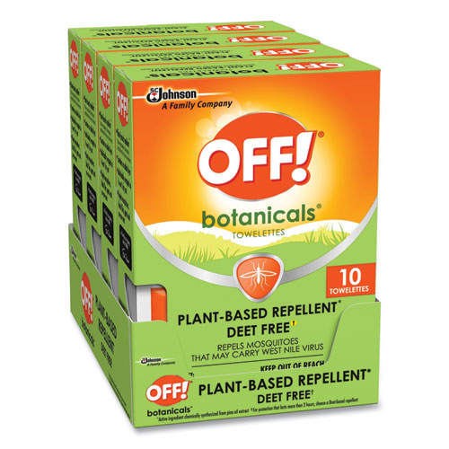 Image of Off!® Botanicals Insect Repellant, Box, 10 Wipes/Pack, 8 Packs/Carton