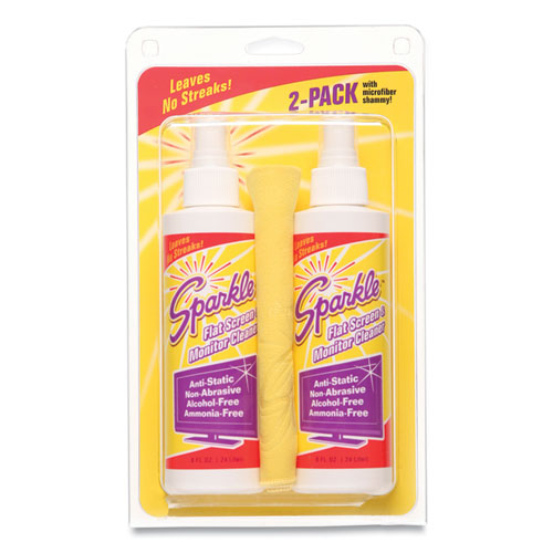 Image of Sparkle Flat Screen And Monitor Cleaner, Pleasant Scent, 8 Oz Bottle, 2/Pack