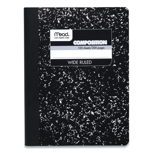 Image of Mead® Square Deal Composition Book, 3-Subject, Wide/Legal Rule, Black Cover, (100) 9.75 X 7.5 Sheets, 12/Pack