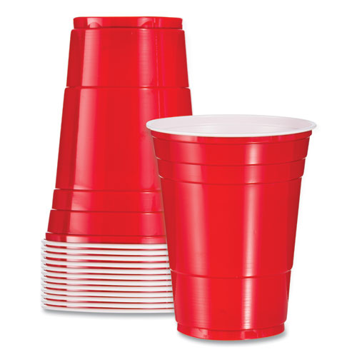 SOLO Party Plastic Cold Drink Cups, 16 oz, Red, 50/Pack