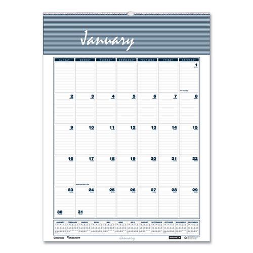 7510016007581 SKILCRAFT 12-Month Wall Calendar, 15.5 x 22, White/Blue/Gray Sheets, 12-Month (Jan to Dec): 2023