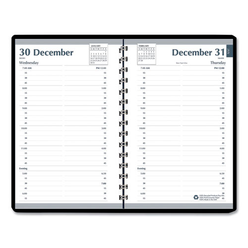 7530016935597 SKILCRAFT Daily Appointment Planner, Wirebound: Non-Refillable, 8 x 5, Black Cover, 12-Month (Jan to Dec): 2024