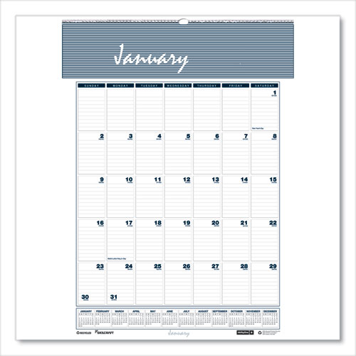 7510016935076 SKILCRAFT 12-Month Wall Calendar, 8.5 x 11, White/Blue/Gray Sheets, 12-Month (Jan to Dec): 2024