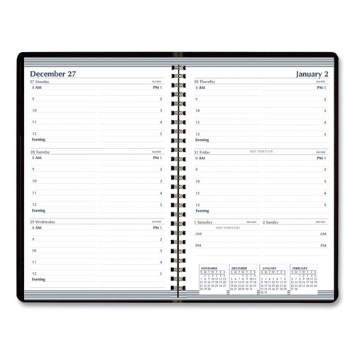 7530016935589 SKILCRAFT Weekly Appointment Planner, 8 x 5, Black Cover, 12-Month (Jan to Dec): 2024