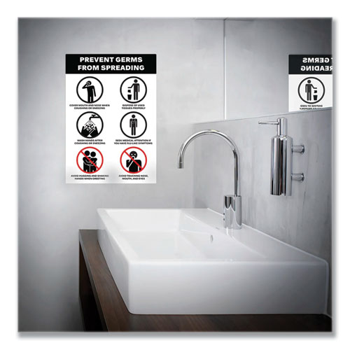 Image of Avery® Preprinted Surface Safe Wall Decals, 7 X 10, Prevent Germs From Spreading, White/Black Face, Black Graphics, 5/Pack