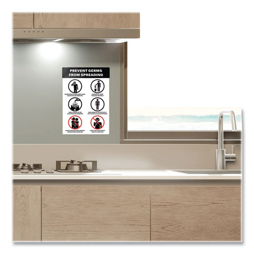 Image of Avery® Preprinted Surface Safe Wall Decals, 7 X 10, Prevent Germs From Spreading, White/Black Face, Black Graphics, 5/Pack
