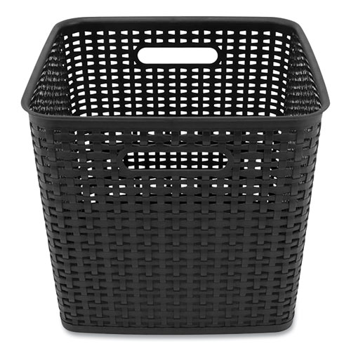 Image of Plastic Weave Bin, Extra Large, 12.6" x 11.1" x 16.6", Black