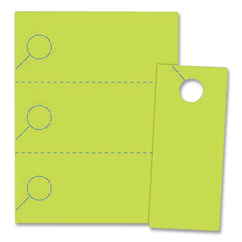 Small Micro-Perforated Door Hangers, 65 lb, 8.5 x 11, Green, 3 Hangers/Sheet, 334 Sheets/Pack