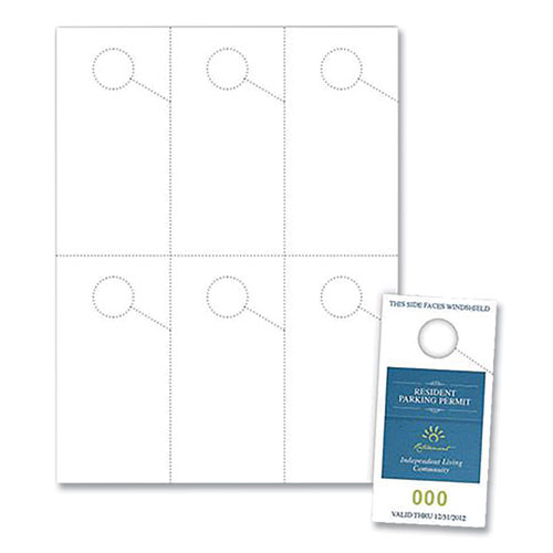 Micro-Perforated Parking Pass, 8.25 x 11, White, 6 Passes/Sheet, 10 Sheets/Pack