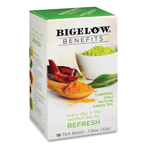 Bigelow® Benefits Turmeric Chili Matcha Green Tea, 0.6 Oz Tea Bag, 18/Box