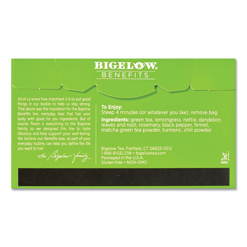 Image of Bigelow® Benefits Turmeric Chili Matcha Green Tea, 0.6 Oz Tea Bag, 18/Box