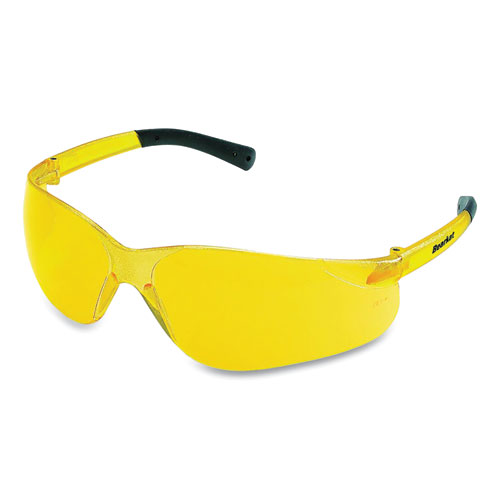 MCR™ Safety BearKat Safety Glasses, Wraparound, Scratch-Resistant, Amber Frame, Amber Lens