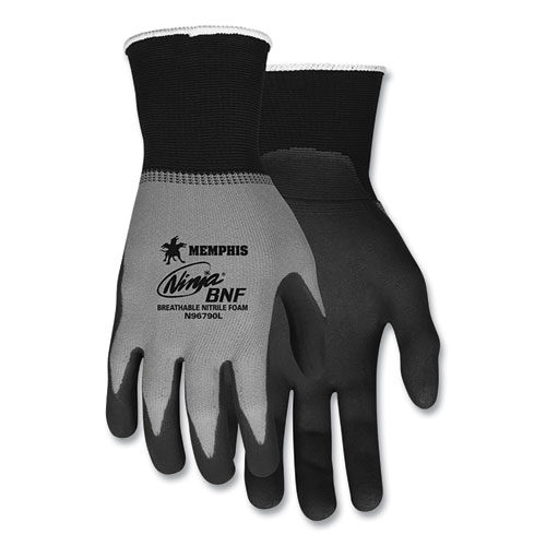 Memphis Ninja Flex Latex-Coated-Palm Gloves, Nylon Shell, Medium, Red/Gray