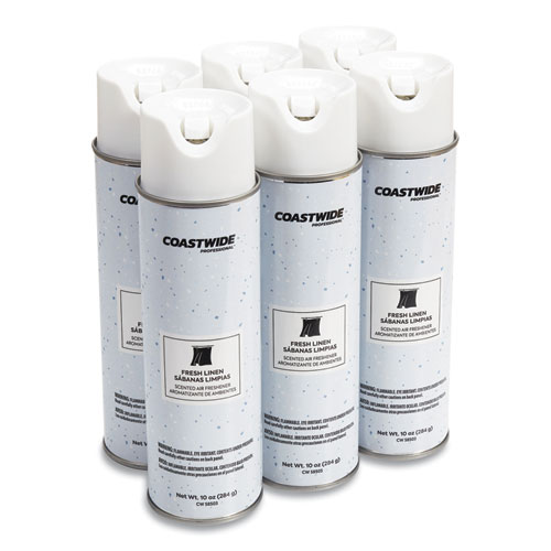 Air Freshener Aerosol, Fresh Linen, 10 oz Aerosol Spray, 6/Carton