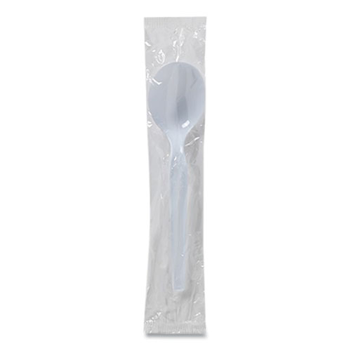 Individually Wrapped Mediumweight Polystyrene Cutlery, Soup Spoon, White, 1,000/Carton