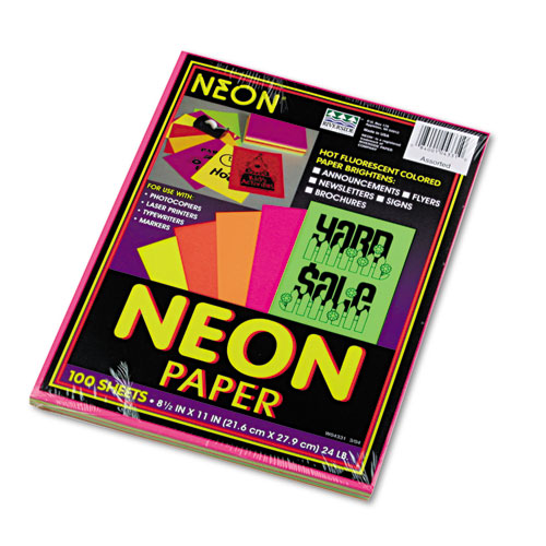 Image of Pacon® Array Colored Bond Paper, 24 Lb Bond Weight, 8.5 X 11, Assorted Neon Colors, 100/Pack