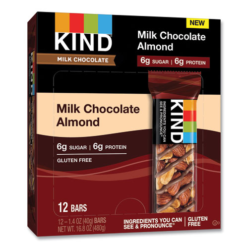 Milk Chocolate Bars, Milk Chocolate Almond, 1.4 oz Bar, 12/Box