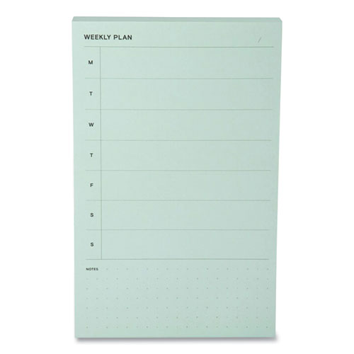 Adhesive Weekly Planner Sticky-Note Pads, Weekly Planner Format, 4.9" x 7.7", Green, 100 Sheets/Pad