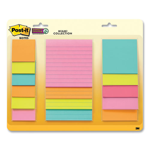 Image of Pads in Supernova Neon Colors, (6) Unruled 2" x 2", (5) Unruled 3" x 3", (4) Note Ruled 4" x 4", 45 Sheets/Pad, 15 Pads/Set