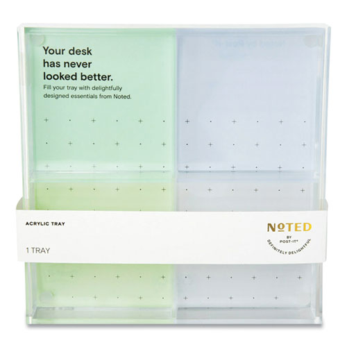 Large Acrylic Tray, Holds (4) 3 x 3 Note Pads, 6.9 x 6.9, Clear