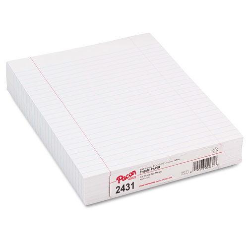 Pacon® Composition Paper With Red Rule, 16 lbs., 8 x 10-1/2, White, 500 Sheets/Pack