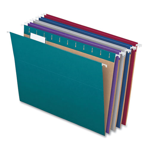 Image of Pendaflex® Recycled Hanging File Folders, Letter Size, 1/5-Cut Tabs, Assorted Colors, 25/Box