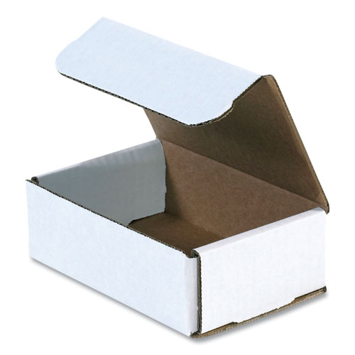 The Packaging Wholesalers® Rigid Corrugated Mailer, Square Flap, Tuck-Tab Hinged Lid Closure, 6 x 4 x 2, Oyster White, 50/Pack