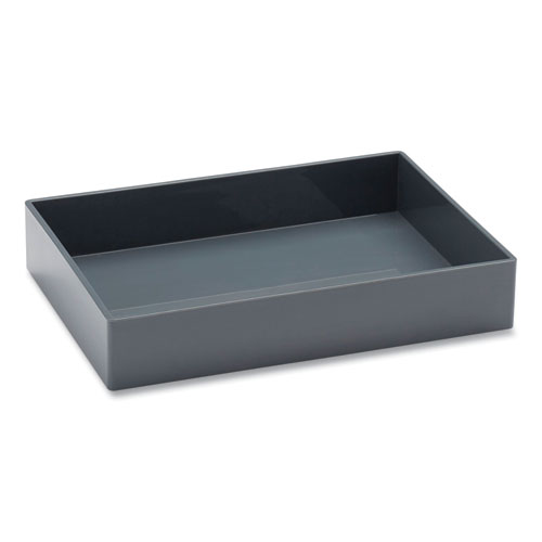 Stackable Plastic Accessory Tray, 6.75 x 9.75 x 1.75, Dark Gray