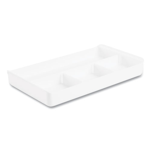 The Get-It-Together Drawer Organizer, 4 Compartments, 13.5 x 7.75 x 2, Polystyrene Plastic, White