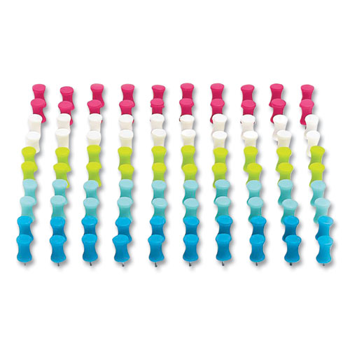 Push Pins, Rubber Head,  0.75" Pin, Assorted Colors, 100/Box
