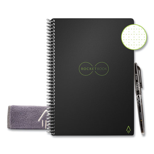 Rocketbook Core Smart Notebook, Dotted Rule, Black Cover, (18) 8.8 X 6 Sheets