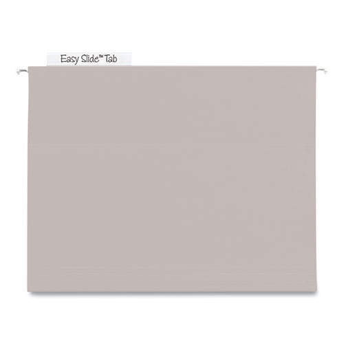 Image of Smead™ Tuff Extra Capacity Hanging File Folders With Easy Slide Tabs, 4" Capacity, Letter, 1/3-Cut Tabs, Steel Gray, 18/Box