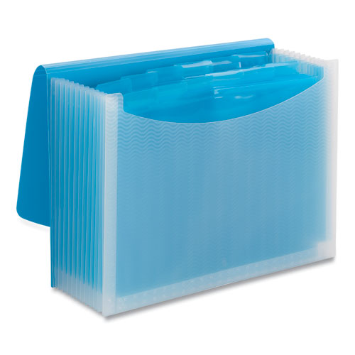 Image of Smead™ Poly Expanding Folders, 12 Sections, Cord/Hook Closure, 1/6-Cut Tabs, Letter Size, Teal/Clear