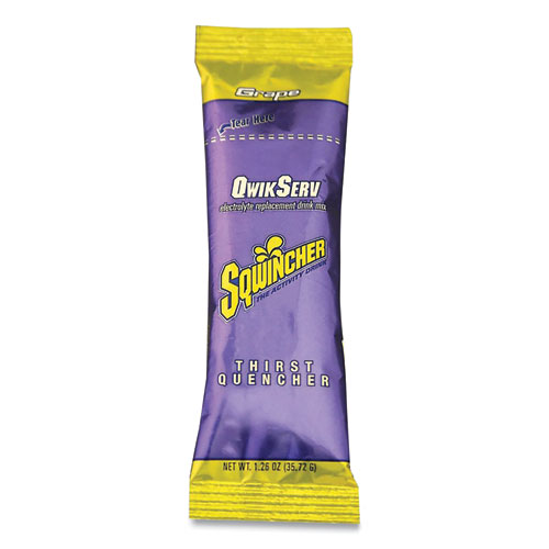 Sqwincher® Thirst Quencher QwikServ Electrolyte Replacement Drink Mix, Grape, 1.26 oz Packet, 8/Pack