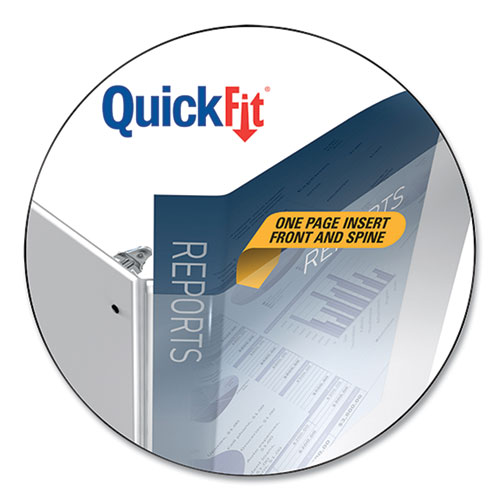 QuickFit Round-Ring View Binder, 3 Rings, 0.63" Capacity, 11 x 8.5, White