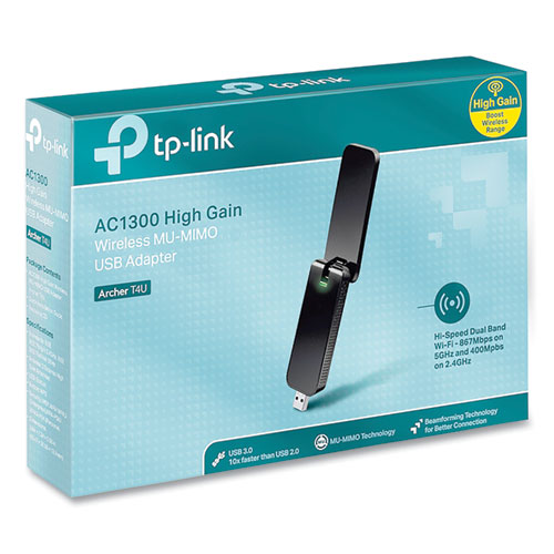 ARCHER T4U AC1300 Wireless USB Adapter, Dual-Band 2.4 GHz/5 GHz