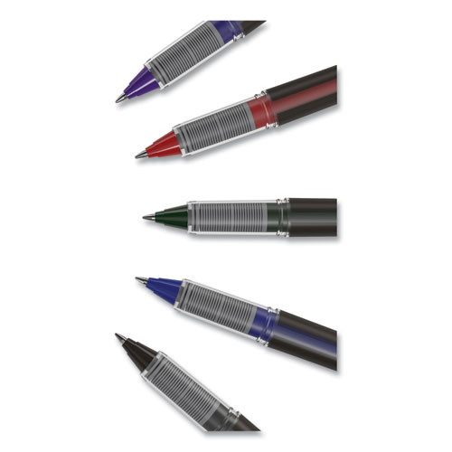 Image of Tru Red™ Roller Ball Pen, Stick, Fine 0.5 Mm, Blue Ink, Black Barrel, 3/Pack