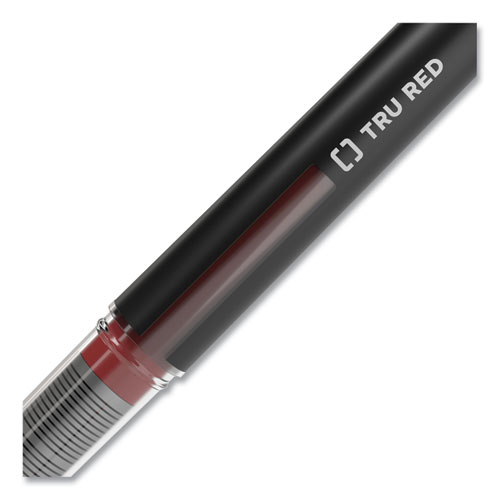 Image of Tru Red™ Roller Ball Pen, Stick, Fine 0.5 Mm, Assorted Ink Colors, Black Barrel, 3/Pack